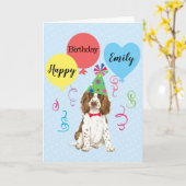 Birthday Party Balloons English Springer Spaniel Karte (Gelbe Blume)