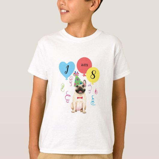 Birthday Party Balloons French Bulldog T - Shirt (Vorderseite)