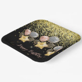 Birthday Party Balloons Gold Glitzer Ballon Black Pappteller (Gewinkelt)