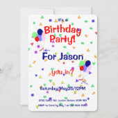 Birthday Party Balloons Invitation Einladung (Vorderseite)