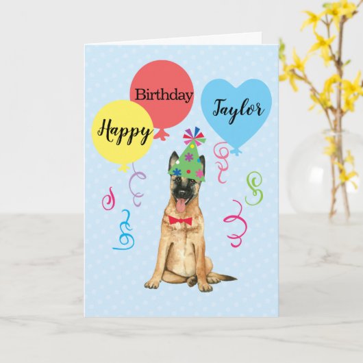 Birthday Party Balloons Malinois Karte (Gelbe Blume)