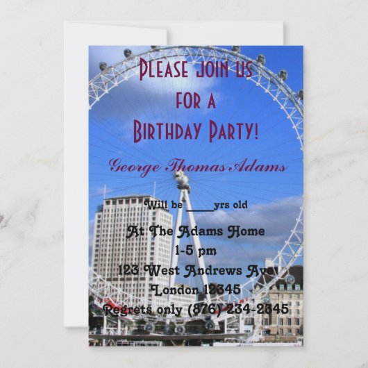 Birthday Party Balloons Pattern London Einladung (Vorderseite)