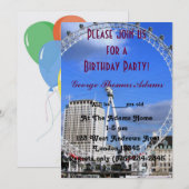 Birthday Party Balloons Pattern London Einladung (Vorne/Hinten)