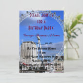Birthday Party Balloons Pattern London Einladung (Stehend Vorderseite)