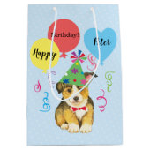 Birthday Party Balloons Pembroke Welsh Corgi Mittlere Geschenktüte (Vorderseite)