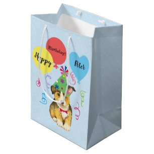 Birthday Party Balloons Pembroke Welsh Corgi Mittlere Geschenktüte