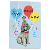 Birthday Party Balloons Poodle Mittlere Geschenktüte (Rückseite)