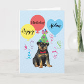 Birthday Party Balloons Rottweiler Card Karte (Vorderseite)