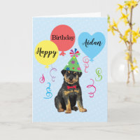 Birthday Party Balloons Rottweiler Card