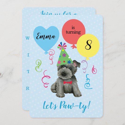 Birthday Party Balloons Scottish Terrier Einladung (Vorne/Hinten)