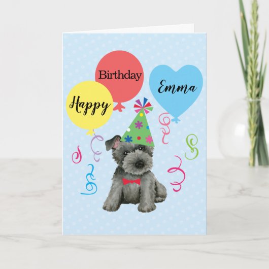 Birthday Party Balloons Scottish Terrier Karte (Vorderseite)