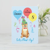 Birthday Party Balloons Shiba Inu Einladung (Stehend Vorderseite)