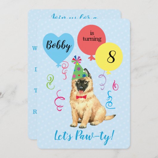 Birthday Party Balloons Tervuren Einladung (Vorne/Hinten)