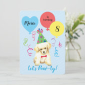 Birthday Party Balloons Toy Poodle Einladung (Stehend Vorderseite)