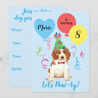 Birthday Party Balloons Welsh Springer Spaniel Einladung