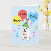 Birthday Party Balloons Westie Card Karte (Gelbe Blume)