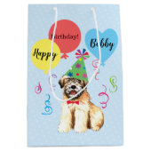 Birthday Party Balloons Wheaten Terrier Mittlere Geschenktüte (Vorderseite)