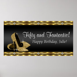 Birthday Party Banner für Schwarz und Gold High He Poster