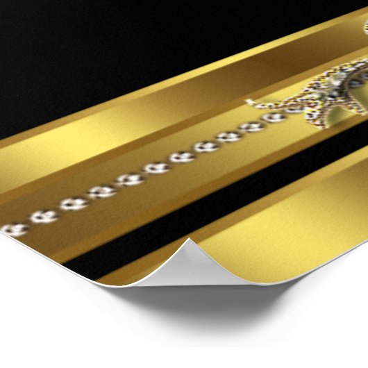 Birthday Party Banner für Schwarz und Gold High He Poster (Ecke)