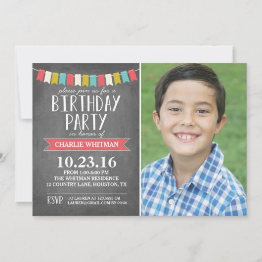 Birthday Party Banners | Geburtstag Einladung (Vorderseite)
