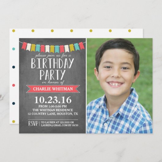 Birthday Party Banners | Geburtstag Einladung (Vorne/Hinten)