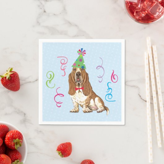 Birthday Party Basset Hound Serviette (Beispiel)