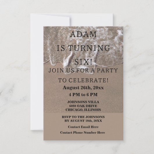 Birthday Party Beach Nautical Custom Trendy Cool Einladung (Vorderseite)