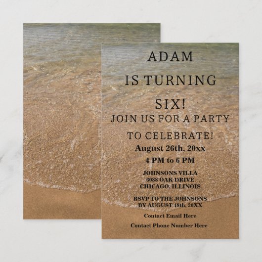 Birthday Party Beach Nautical Custom Trendy Niedli Einladung (Vorne/Hinten)