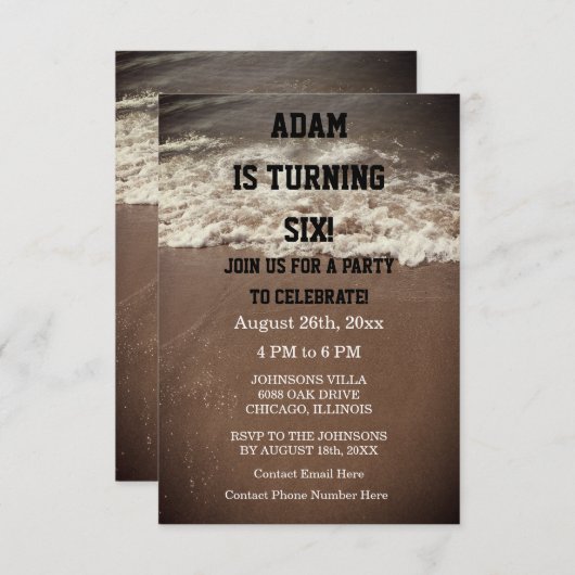 Birthday Party Beach Wassersport Outdoor Custom Einladung (Vorne/Hinten)