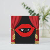 Birthday Party Big Lips Vorhänge Einladung (Stehend Vorderseite)