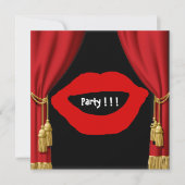 Birthday Party Big Lips Vorhänge Einladung (Vorderseite)