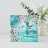 Birthday Party Bird 2 Einladung (Stehend Vorderseite)