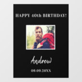 Birthday Party Black Foto Name Typen Fensteraufkleber (Blatt)