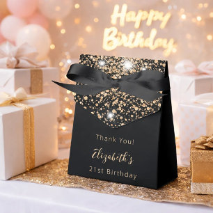 Birthday Party Black Glitzer Gold vielen Dank Geschenkschachtel