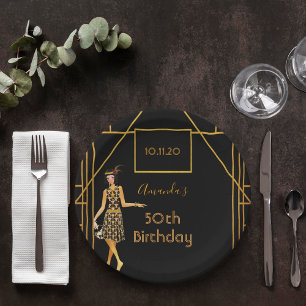 Birthday Party Black Gold 1920er Jahre Art Deko St Pappteller