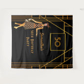 Birthday Party Black Gold 1920er Jahre Art Deko St Wandteppich (Vorderseite (Horizontal))