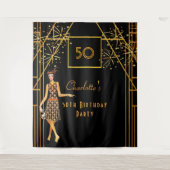 Birthday Party Black Gold 1920er Jahre Art Deko St Wandteppich (Vorderseite)