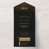 Birthday Party Black Gold Confetti UAWG All In One Einladung (Innen Boden)