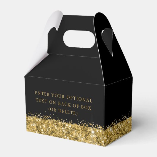Birthday Party Black Gold Glitzer Confetti Geschenkschachtel (Rückseite)