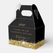 Birthday Party Black Gold Glitzer Confetti Geschenkschachtel (Vorderseite)