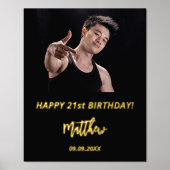 Birthday Party Black Gold Glitzer Foto Foliendrucke (Vorderseite)