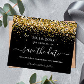 Birthday Party Black Gold Glitzer Save the Date