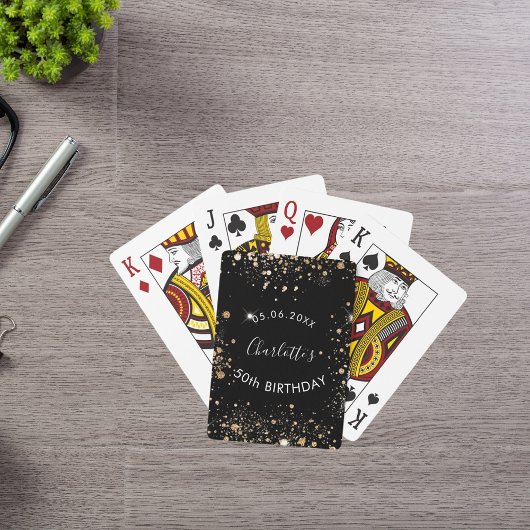 Birthday Party Black Gold Glitzer Staubname Spielkarten