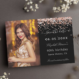 Birthday Party Black Rose Gold Glitzern Foto Save The Date