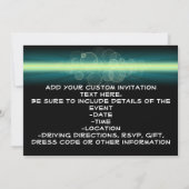 Birthday Party, blau-gelbes Schwarzlicht Einladung (Rückseite)