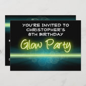 Birthday Party, blau-gelbes Schwarzlicht Einladung (Vorne/Hinten)