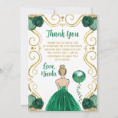 Birthday Party Blonde Princess Green Dankeskarte (Vorderseite)