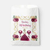 Birthday Party Blonde Princess in Burgundy Red Geschenktütchen (Vorderseite)
