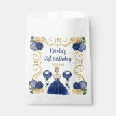 Birthday Party Blonde Princess in Navy Blue Geschenktütchen (Vorderseite)