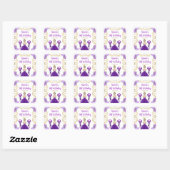 Birthday Party Blonde Princess in Purple Quadratischer Aufkleber (Blatt)